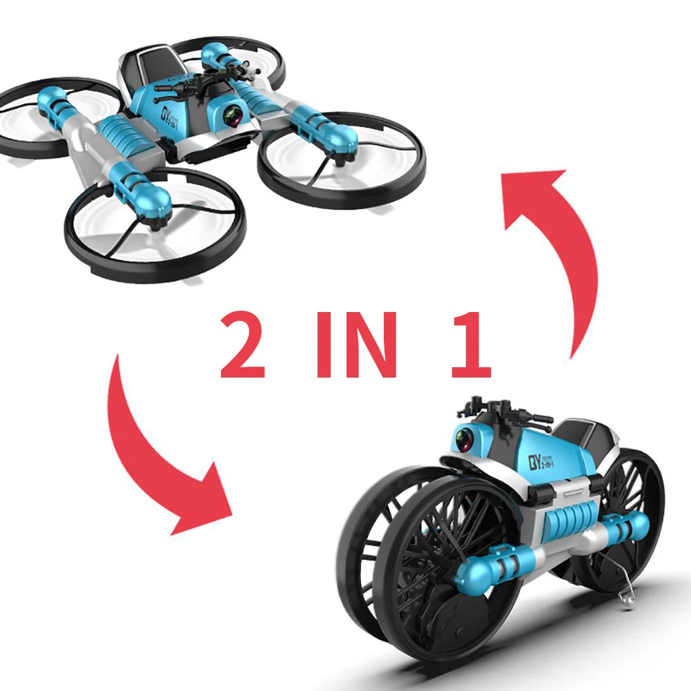 2 в 1 RC деформационный складной мотоцикл 2,4G wifi Пульт дистанционного управления Мотор велосипед RC складная игрушка wifi камера Дрон с безголовым режимом