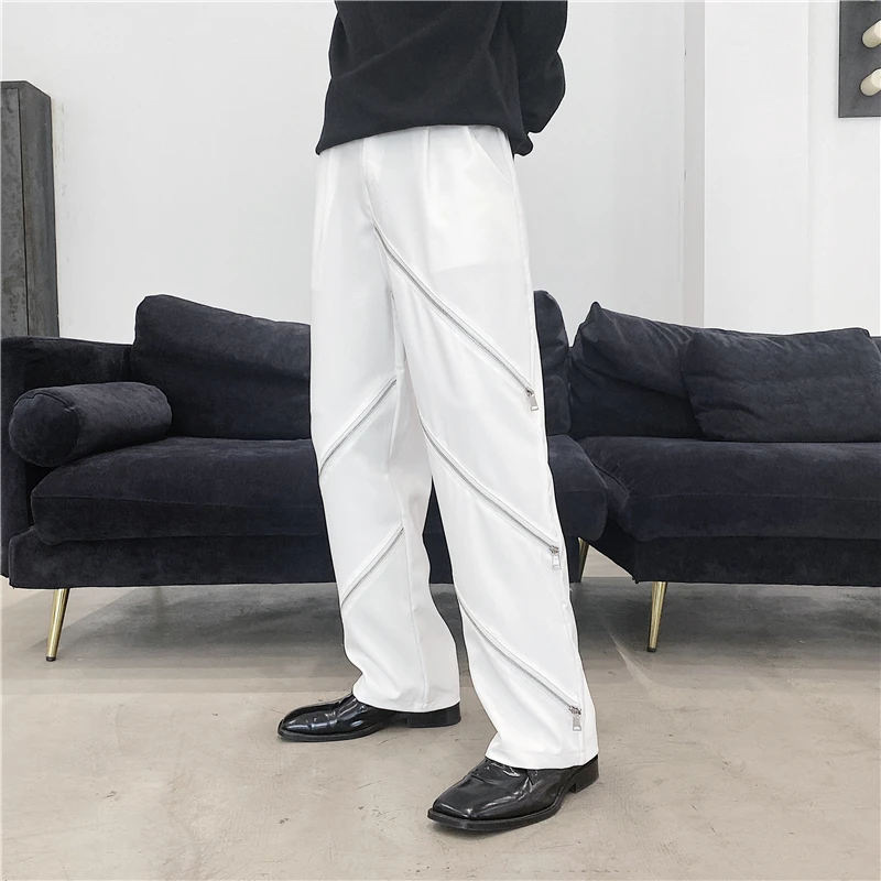 Брюки мужские прямые на молнии уличные модные штаны в стиле хип-хоп повседневные