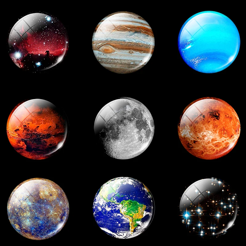 Светится в темноте солнечная система Galaxy Nebula Planet стеклянный кабошон 25 мм сделай
