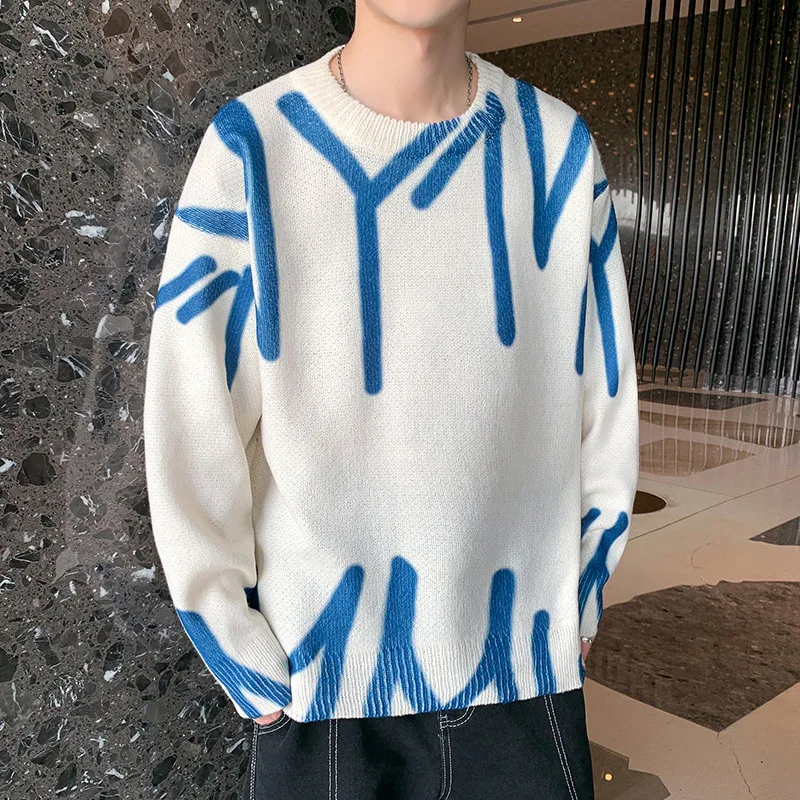 

Sweater Men's Autumn Port Wind Japanese Lazy Round Neck Loose Knit Shirt Men's Casual Pull Knuit