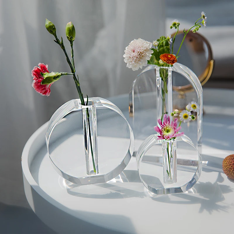 

Scandinavian Crystal Glass Vase Desktop Transparent Flower Arrangement Hydroponic Bottle Living Room Home Decoration