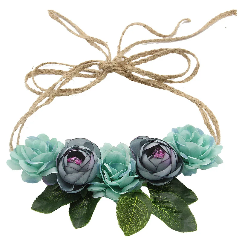 

Ladies Flower Garland Headgear Hair Loop Seaside Holiday Headband Photography Bride Bridesmaid Accessories Head Ribbon Hairbands