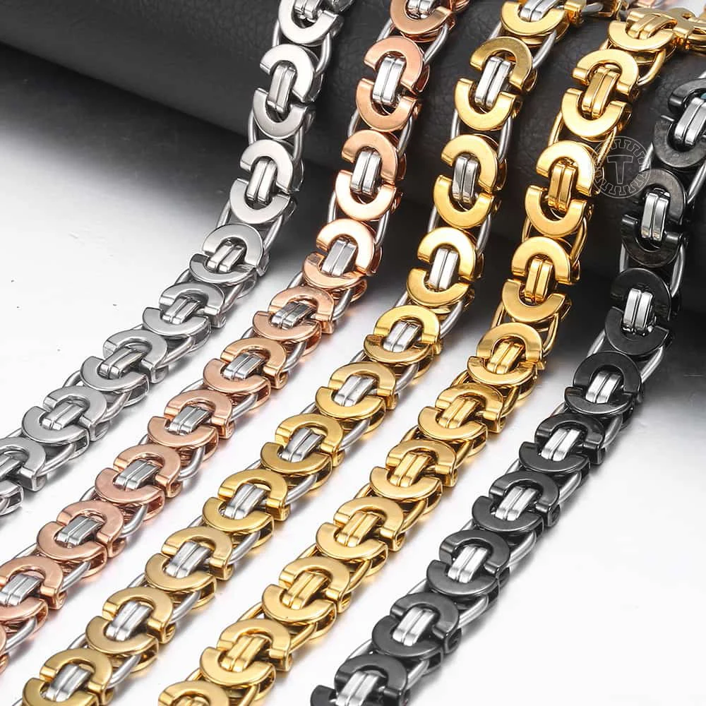 Мужская цепочка из нержавеющей стали черная Золотая серебряная 11 мм|Цепочки| |