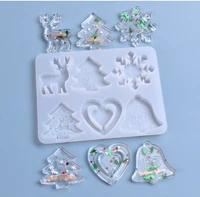 1pcs christmas resin molds xmas tree bell snowflake silicone mold epoxy resin keychain pendent jewelry polymer clay plaster mold