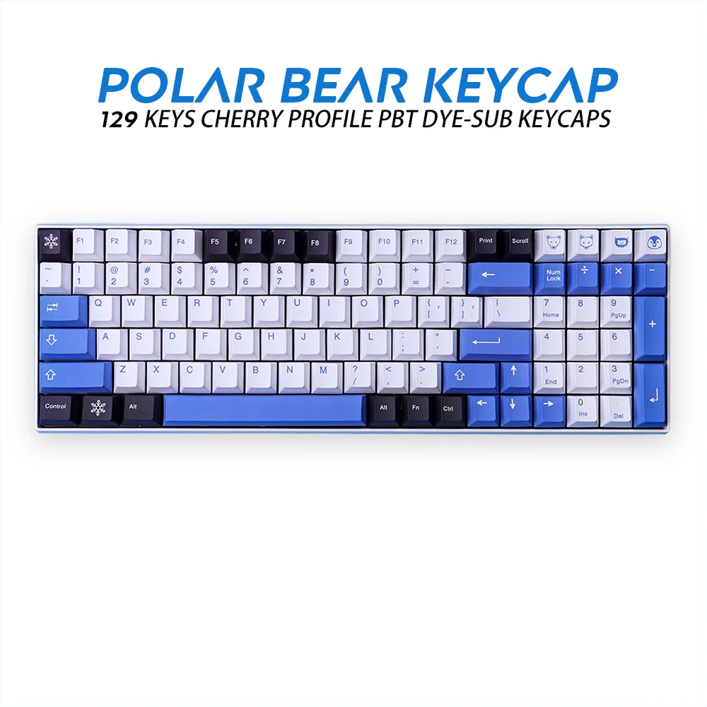 

Polor Bear Theme Keycaps Cherry Profile 129 Key PBT DYE-SUB Keycap For MX Switch Mechanical Keyboard