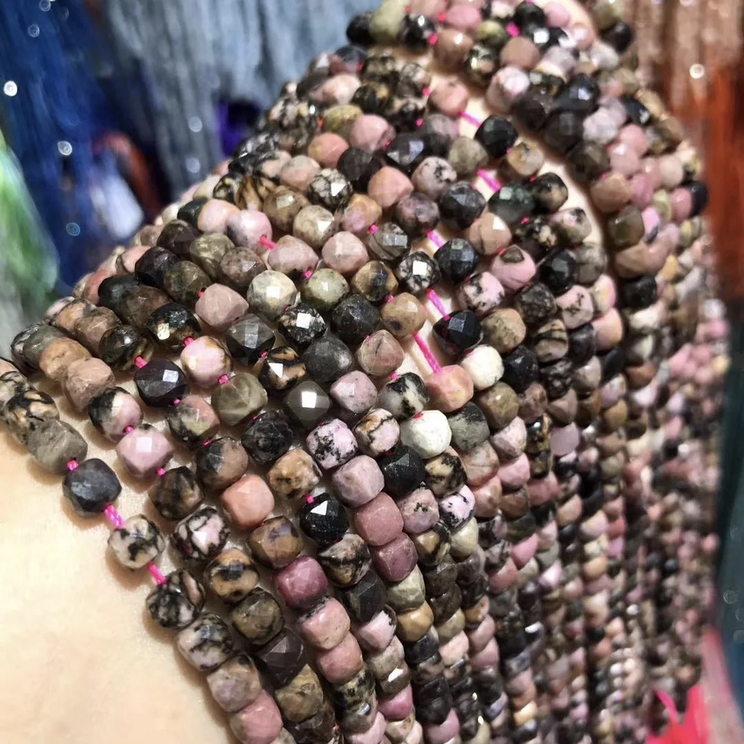 

Бусины Из Натурального родохрозита, граненые, квадратной формы, незакрепленные бусины для изготовления ювелирных изделий «сделай сам», аксессуары для ожерелья, браслета 5x5 мм