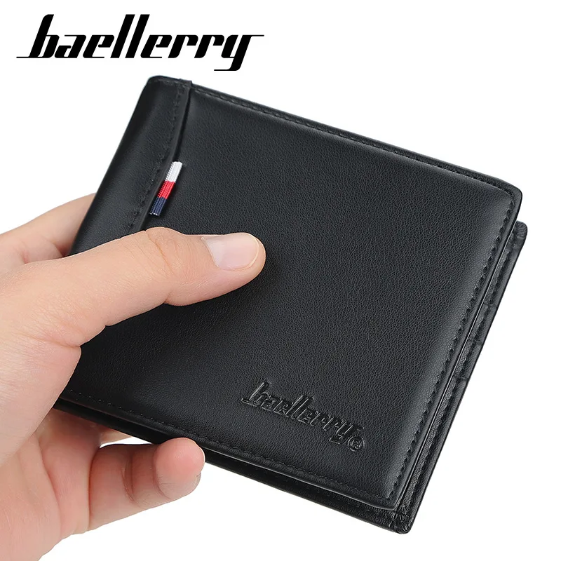 

baellerry Male Purse Mini Leather Bags For Boys Coin Pocket Card Holder Men Short Wallets Business Money Bags carteira masculina