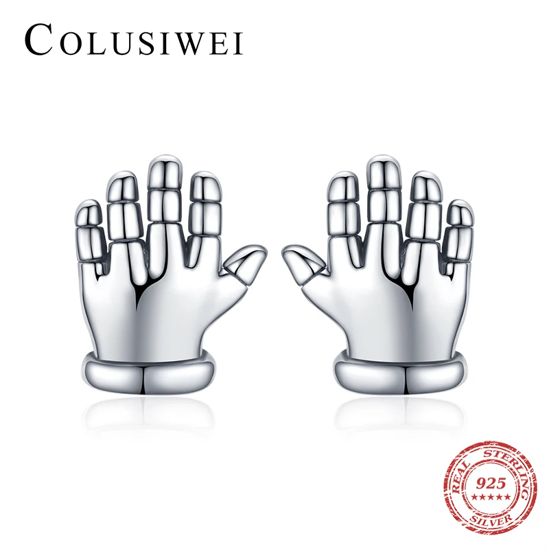 

Colusiwei Vintage 100% 925 Sterling Silver Simple Hand Palm Stud Earrings for Women Men Unisex Sterling Silver Jewelry Gift