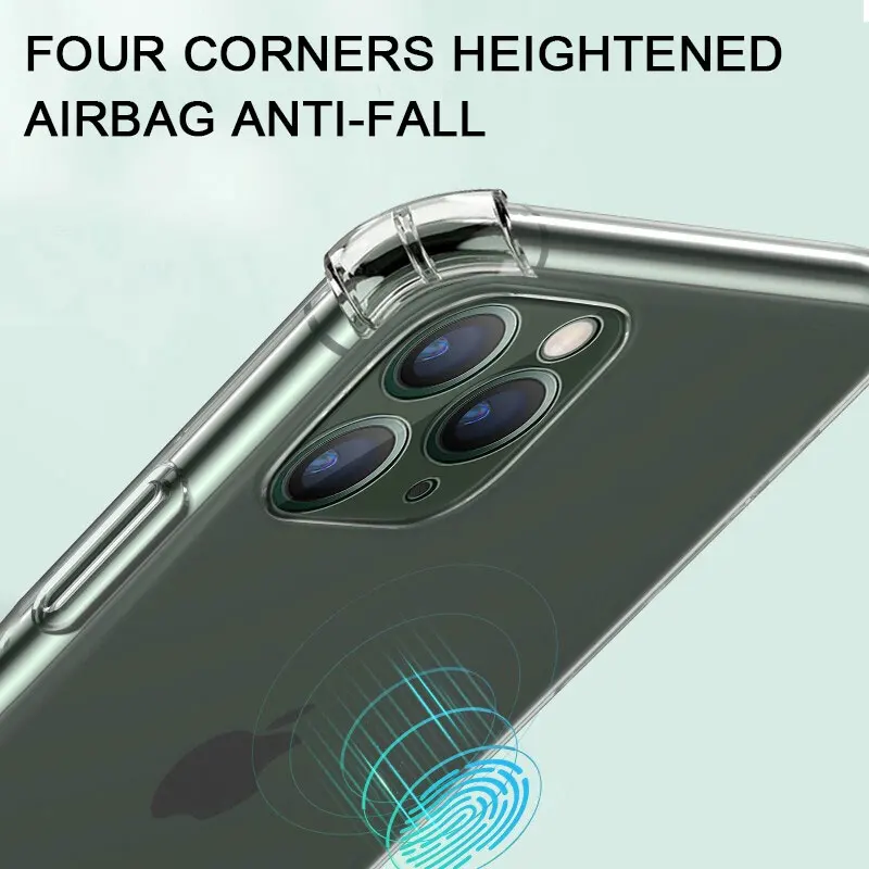 

Thick Shockproof Silicone Phone Case on For iPhone 12 11 Pro Xs Max Camera Protection Case iPhone X Xr 6s 6 7 8 Plus Back Cover