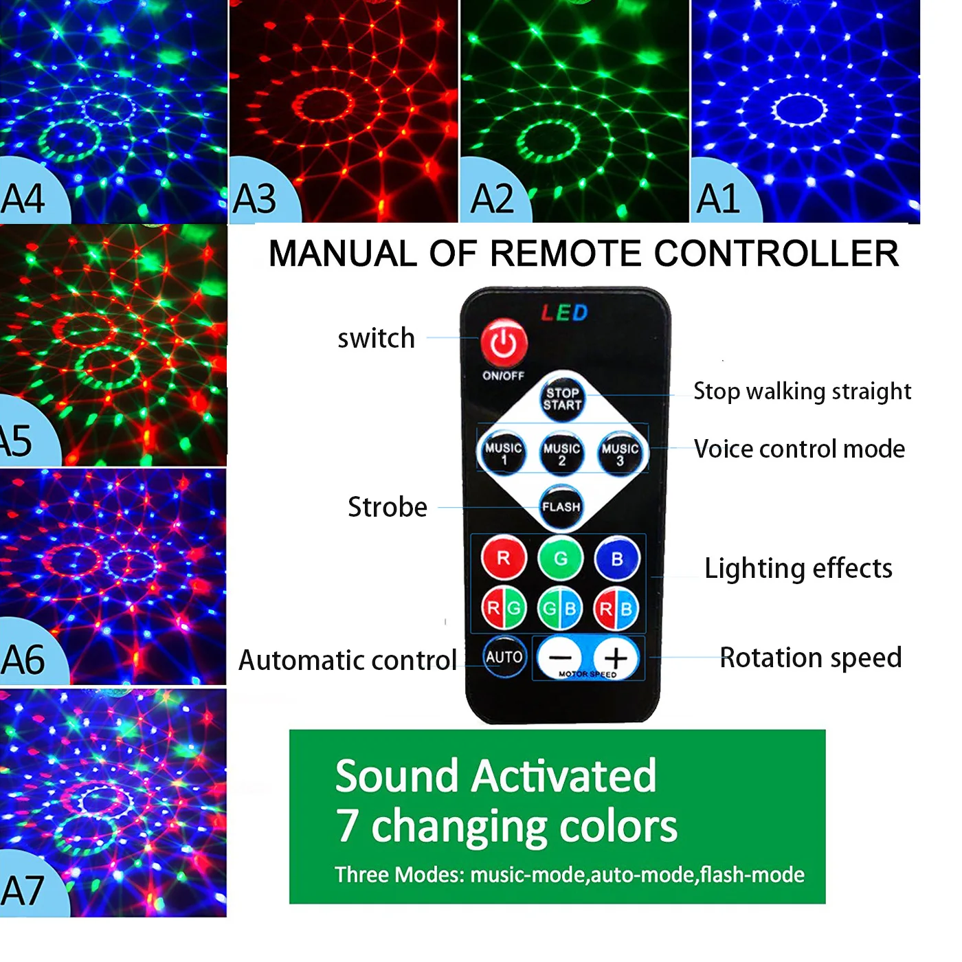 

LED Sound Activated Rotating Disco Lights RGB Stage Projection Lights Car Light for Christmas Decor Wedding Party Lights Navidad