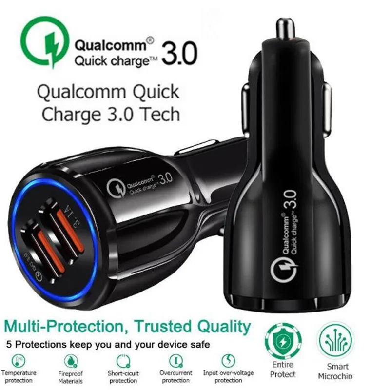 Быстрое Адаптивное зарядное устройство QC 3 0 с двумя usb-портами А автомобильные