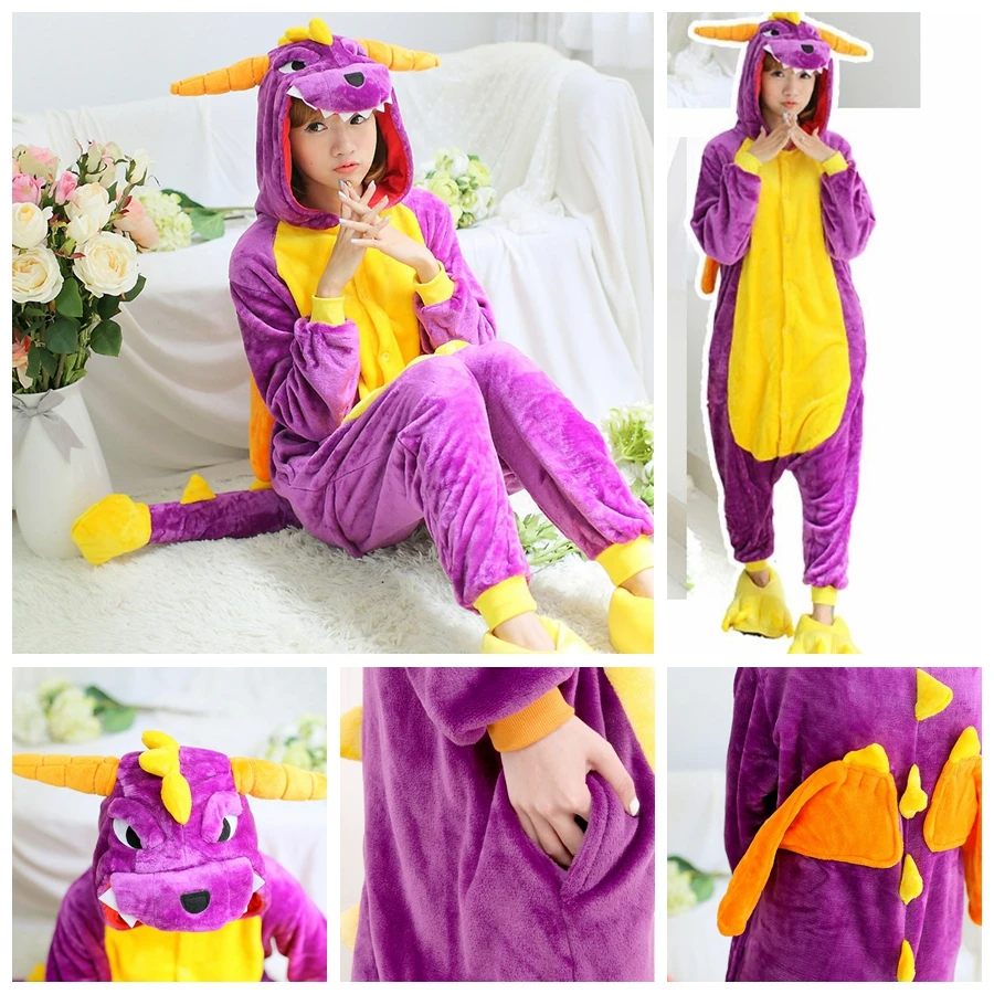 2020 фланелевые фиолетовые комбинезоны с динозаврами для взрослых spyro the dragon