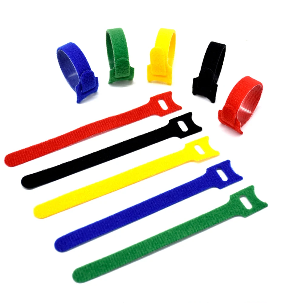 Многоразовые Т-образные кабельные стяжки на липучке 50 шт. разноцветные