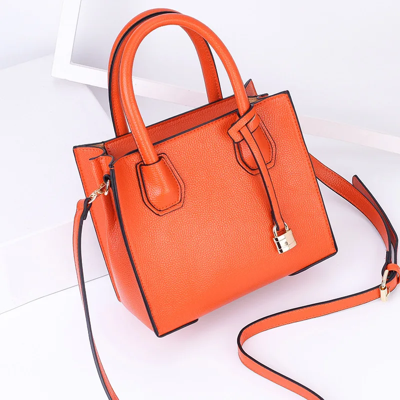 

Orange/Red Luxury Tabby Lady Handbags Book Totes Designer Brand Fashion Large Soft Leather Women' Bags With Crossbody Strap