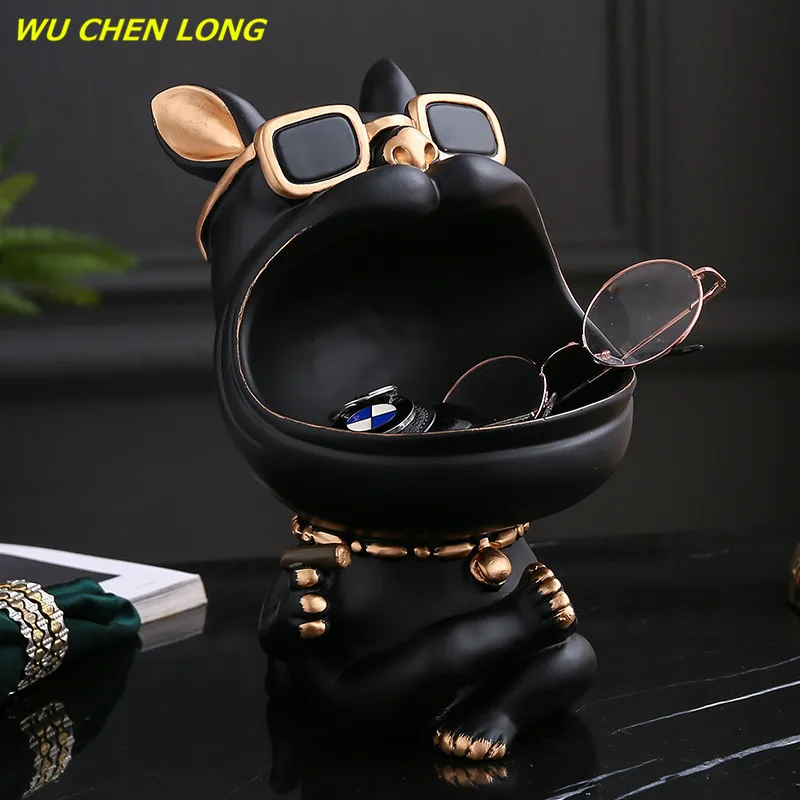 Goede Bulldog Opslag Decoratie Ornamenten Dier Ambachtelijke Snoeppot Hars Beeldjes Cool Hond Zonnebril Bureau Home Decor Moderne R5725