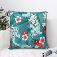 koi cherry blossoms square pillowcase cushion cover funny zipper home decorative polyester throw pillow case for room simple