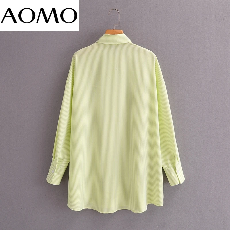 

AOMO Women Vintage Striped Print Long Shirt Long Sleeve 2021 Chic Female Casual Loose Shirt 8Y30A