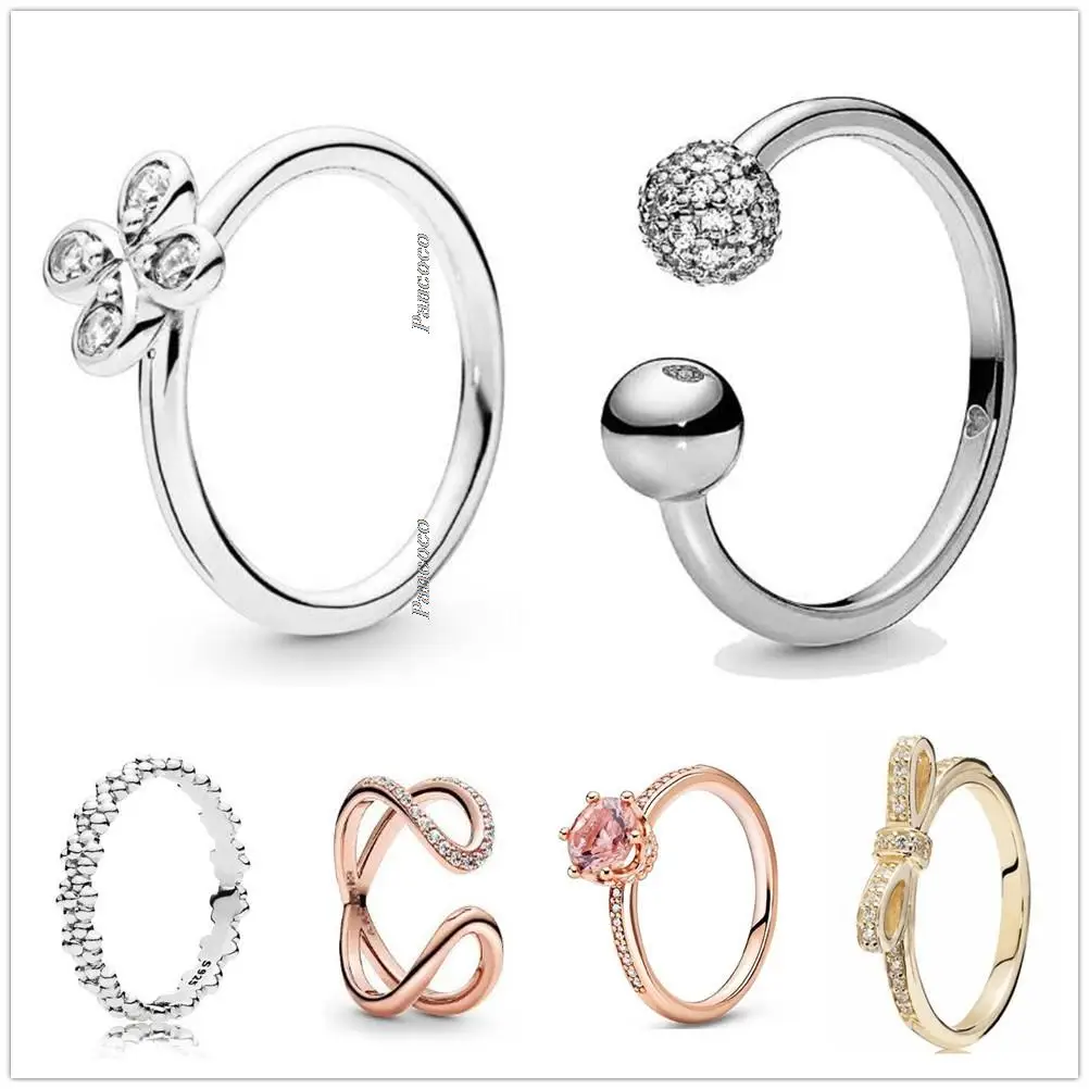 

Original 925 Sterling Silver Rose Wrapped Open Infinity Eternal Love Ring For Women Wedding Party Gift Europe Fashion Jewelry