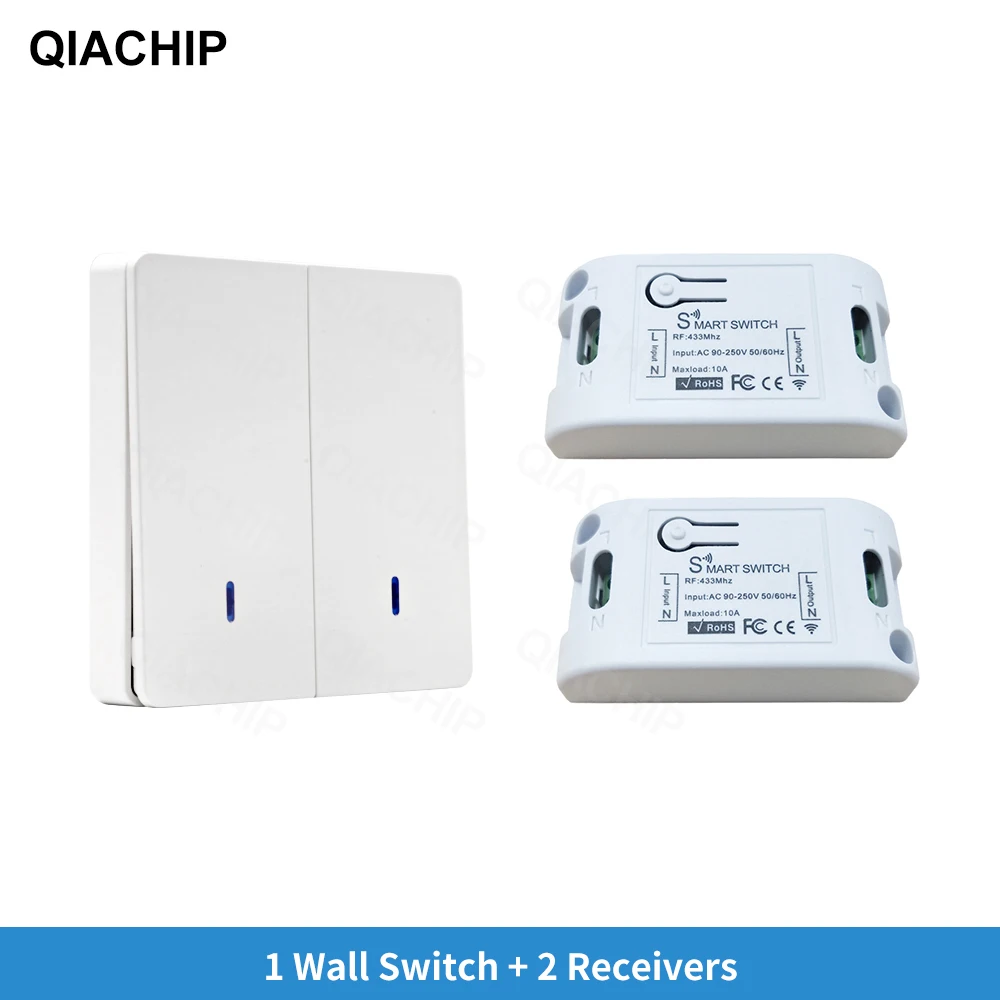 

Беспроводной настенный передатчик QIACHIP 433 МГц 86 + переменный ток 110 В 220 В 1CH переключатель дистанционного управления приемник для зала спальн...