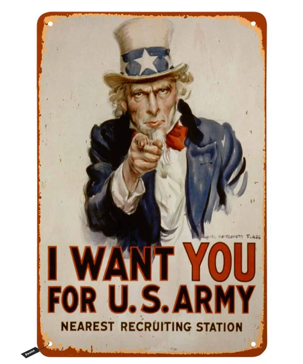 

I Want You Us Army Recruiting Poster Tin Signs,Vintage Metal Tin Sign for Men Women,Wall Decor for Bars,Restaurants,Cafes