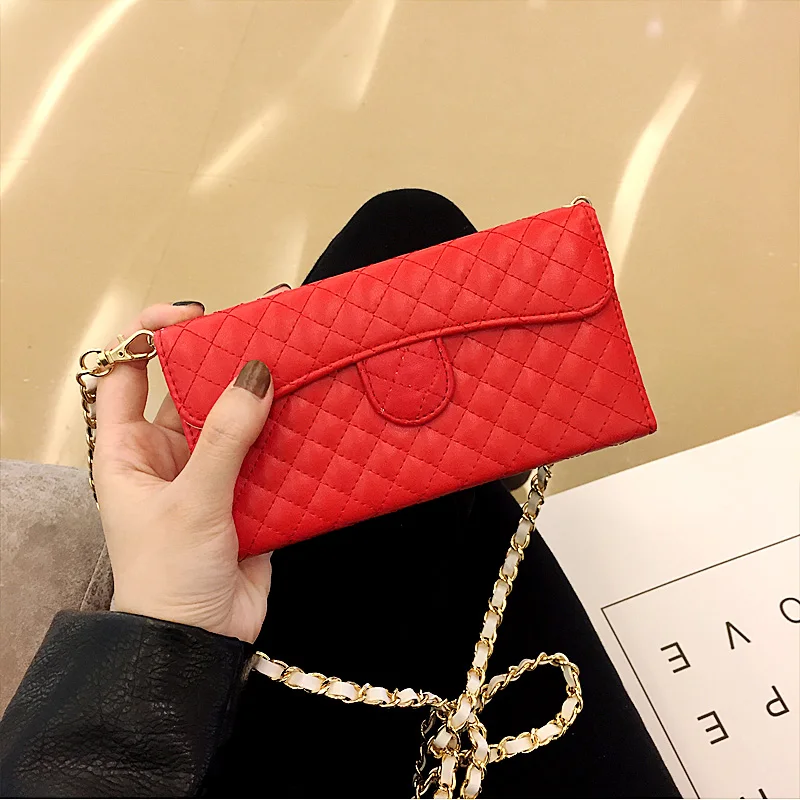 

Lambskin Leather Flip Wallet Chain Handbag Case Cover For iPhone 12 Mini 11 Pro XS MAX X XR 6 6S 7 8 Plus SE Shoulder Bag Case