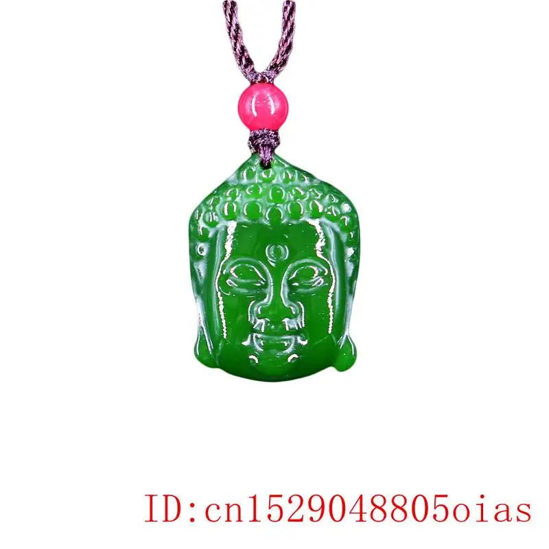 Зеленый нефритовый Будда кулон для мужчин китайского шарма резное Ожерелье