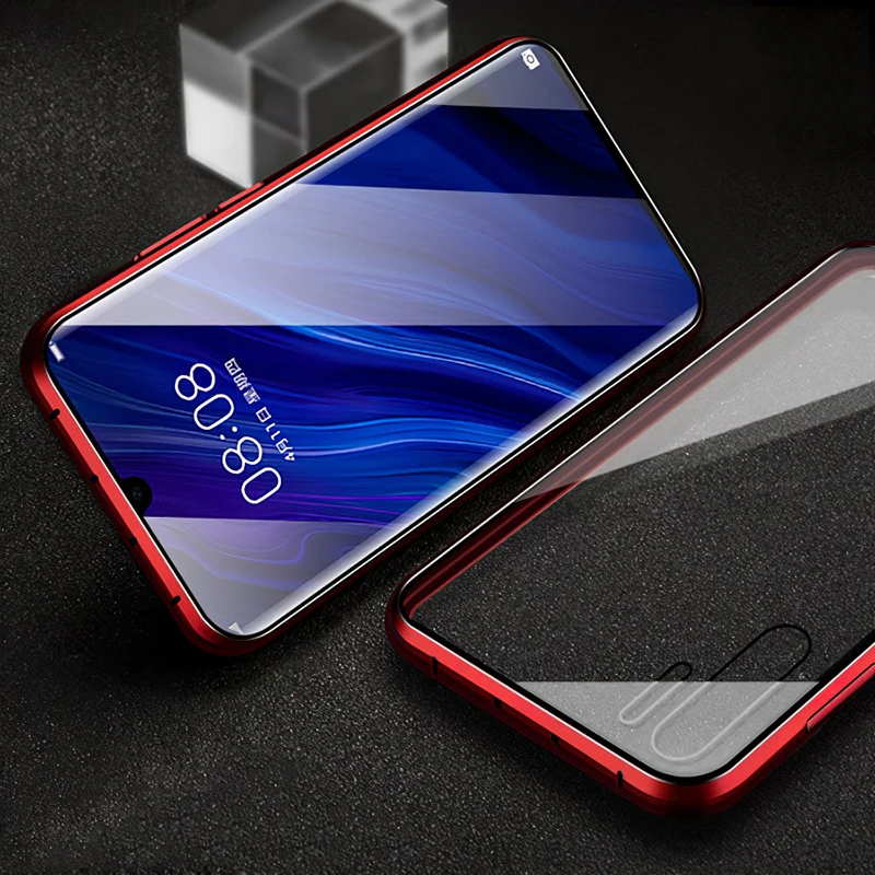 Роскошный 2-й Магнитный поглощающий металлический чехол для huawei Nova 5 5Pro Передняя Задняя Двусторонняя стеклянная крышка для телефона Nova5 Pro Coque - Цвет: Red  Double Glass