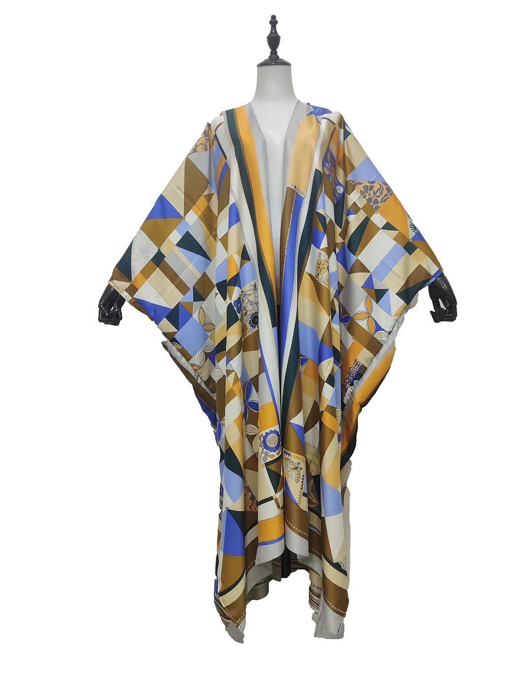 

Plus Size American Summer Holiday Bohemian Silk Kimono For Women Fashion Middle East Muslim Women Printed Kaftan Clothes