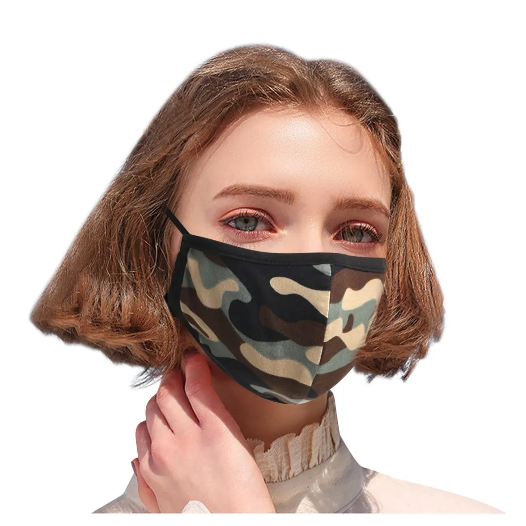 10PCS Leopard Print Camouflage Womens Fashionable Cycling Face Mask Washable Reusable Cloth Cotton-lined Inside Fashion Masque | Спорт и