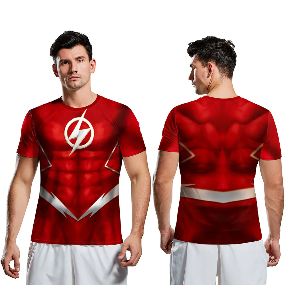 Популярная мужская футболка с коротким рукавом 3D принтом молнией уникальная