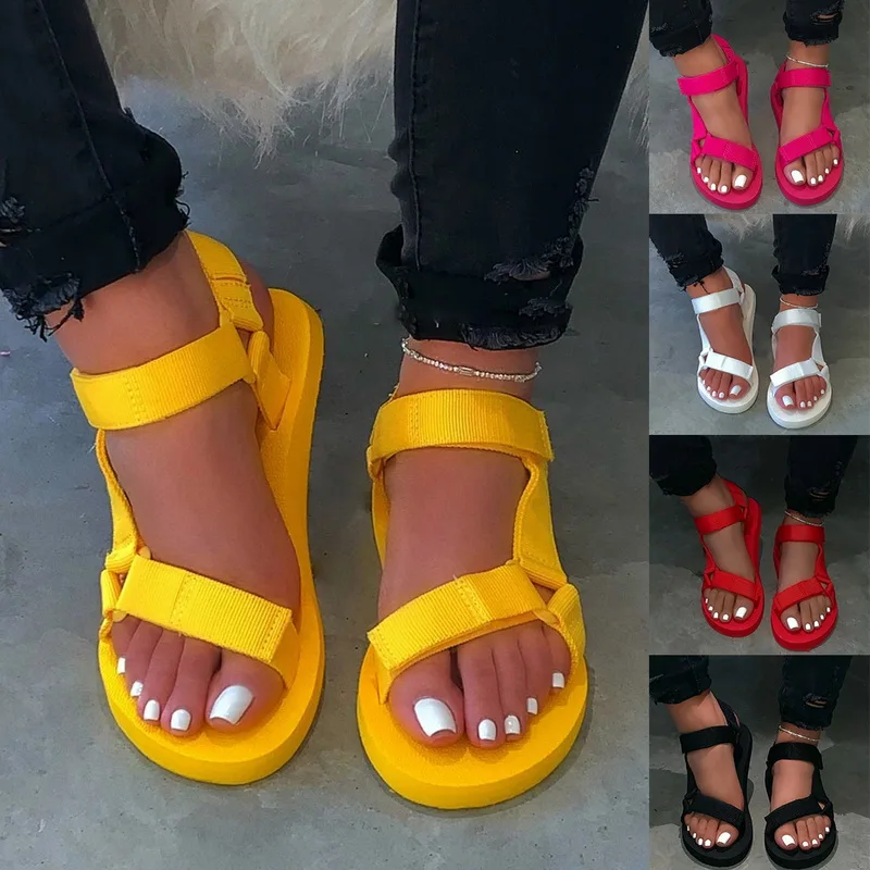 Сандалии женские на платформе легкие спортивные босоножки плоской подошве