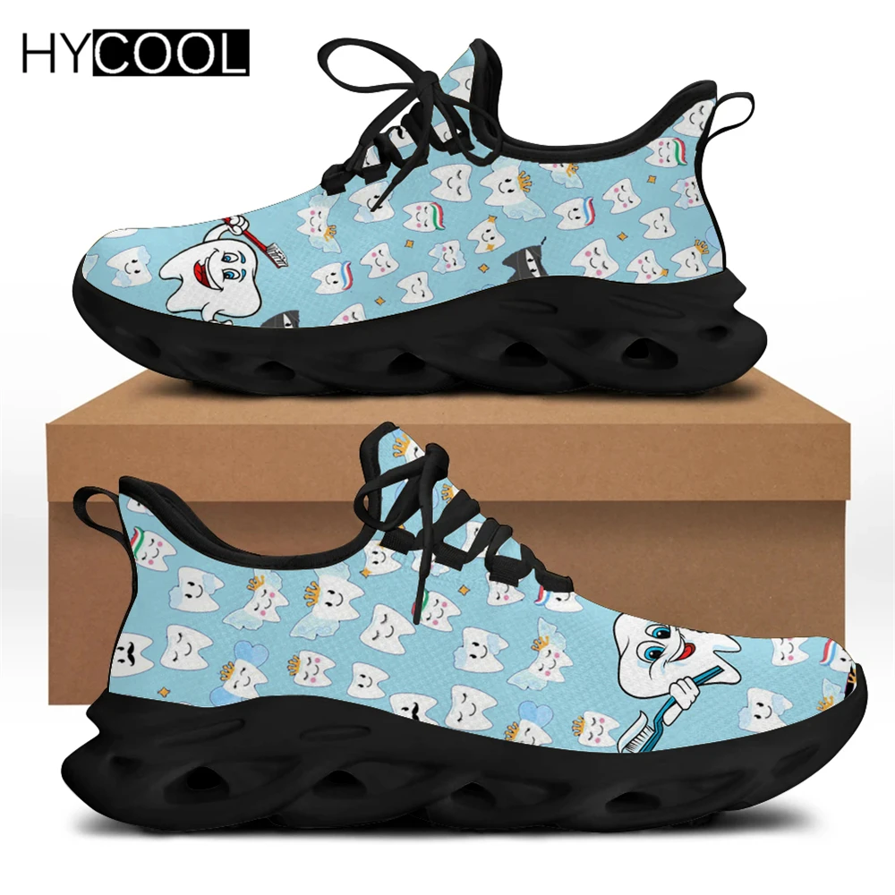 

HYCOOL кроссовки Harajuku для бега спортивные мультфильм врачом зубов с принтом, женская обувь на шнуровке, в тренажерном зале Фитнес обувь