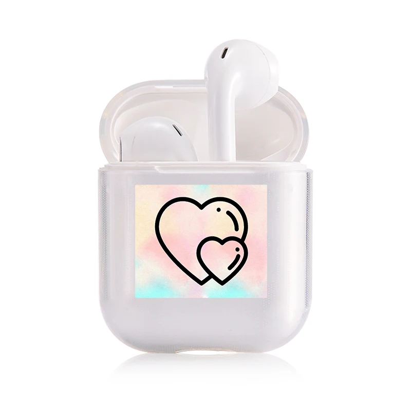 Хроматический модный наушник чехол для Apple Airpods чехол простой милый любовь сердце Bluetooth поп AirPods чехол прозрачный жесткий чехол