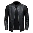 Новинка 2021, мужская куртка из искусственной кожи, мотоциклетная приталенная ветровка, Мужская модная верхняя одежда