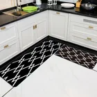 Нескользящий коврик для кухни, прочный коврик для входа в прихожую, можно стирать в стиральной машине, с геометрическим рисунком, черный, белый, для ванной, прихожей