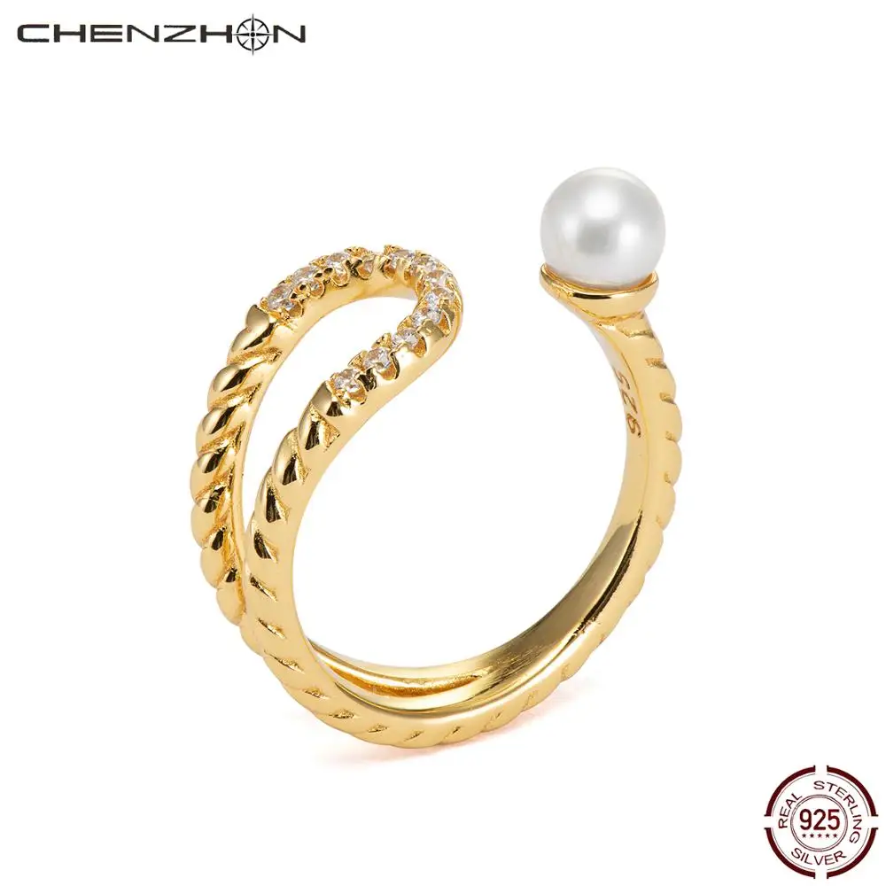 

CHENZHON Real 100% 925 Sterling Silver Elegant Charms Finger Open Rings for Women Anniversary Engagement Ring Jewelry Box Pack