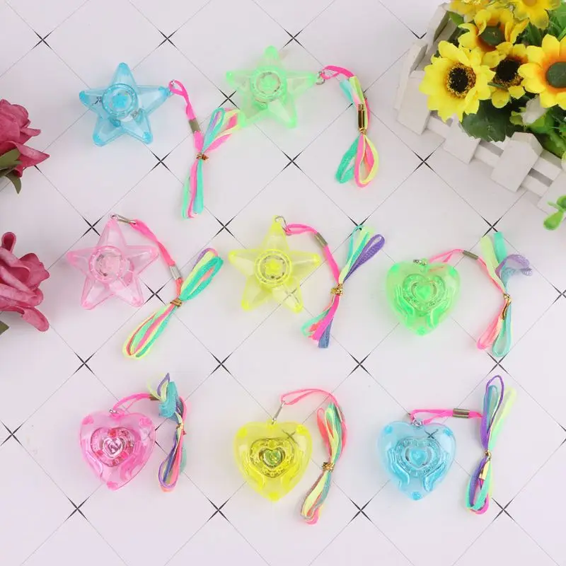 

Pentacle Star Heart Shape Colorful LED Sparkle Necklace Shining Pendants Party Favors Kids Toy Light Up Toy