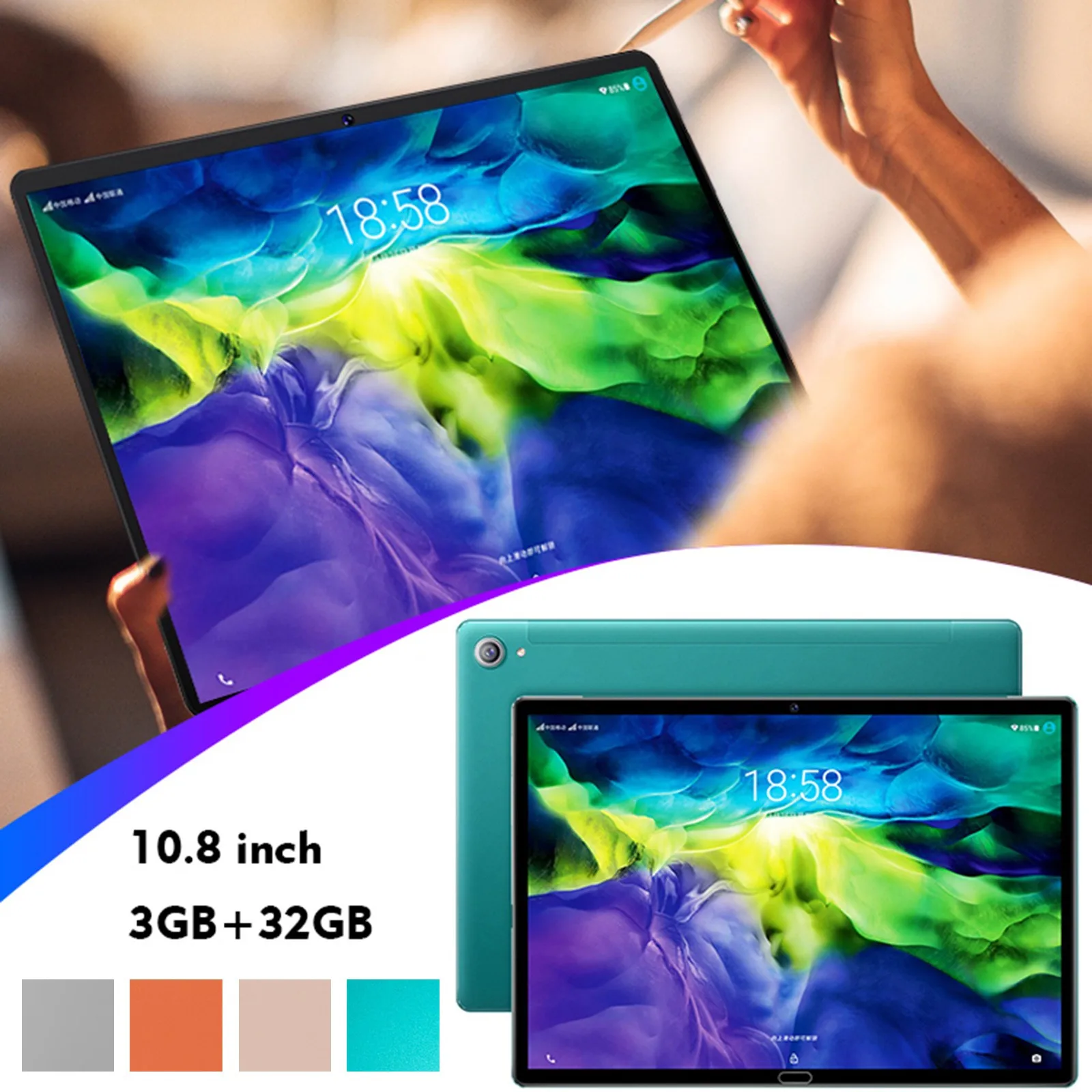 Планшет Android8.0 2K 10 ядерный PC 3 ГБ + 32 13MP 5MP двойной Камера 10000 мА/ч Планшеты 8 &quotIPS