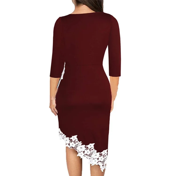 Женское однотонное асимметричное Кружевное облегающее платье миди с коротким