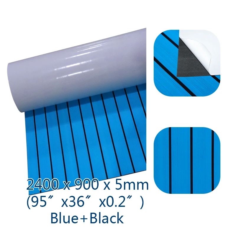 240cmx90cm EVA Foam Marine Flooring Boat Self Adhesive Yacht Synthetic Teak Decking Floor Blue With Black Lines Boat