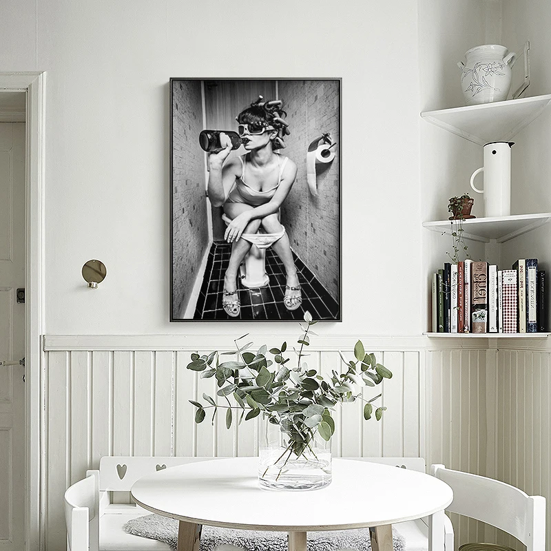 Модный Туалет сексуальная женщина холст печать современный бар девушка курить и