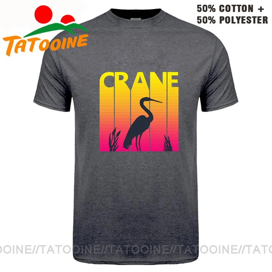 Tatooine одежда в японском стиле птица Винтажная футболка с красным журавлем Мужская