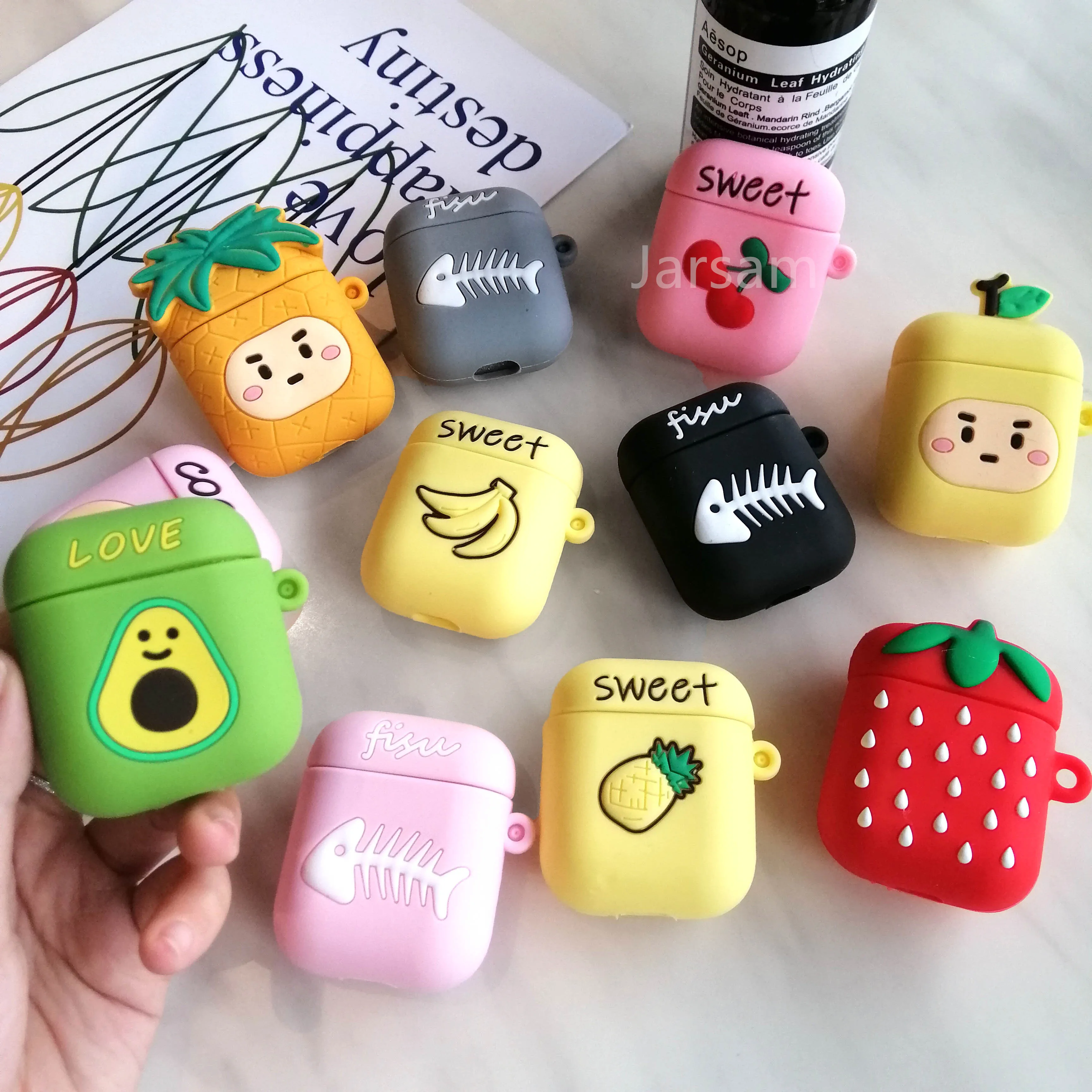 

For AirPods 2 AirPods Case Cute cartoon Fruit avocado silicon headphone Cover For Air pods 2 Case Protect