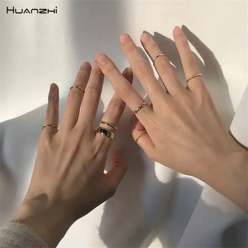 HUANZHI 2020 Новые простые в винтажном стиле Элегантный цвета: золотистый серебристый