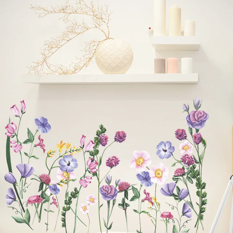

Plant Flower Baseboard Wall Sticker Home Decor Living Room Nordic Style Wall Decals Bedroom Wall Decals for Furniture Mural