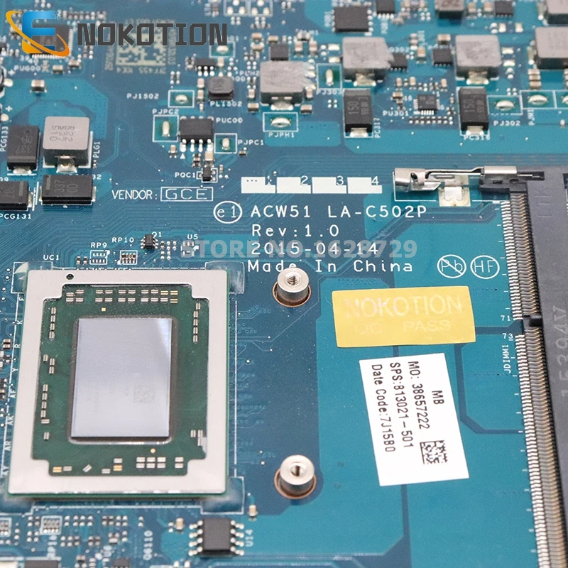 NOKOTION 813021-501 813021-001 813021-601 материнская плата для ноутбука hp Envy M6-P113DX 15Z-AH M6-P ACW51 LA-C502P FX-8800P Процессор