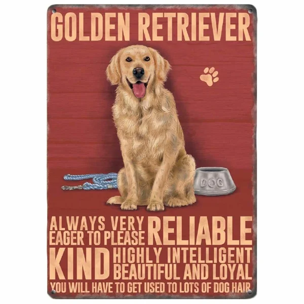 

GOLDEN RETRIEVER Dog Tin Sign art wall decoration,vintage aluminum retro metal sign,