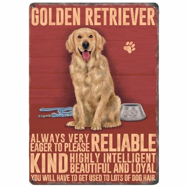 Жестяной знак в виде собаки золотистого ретривера настенное украшение винтажный