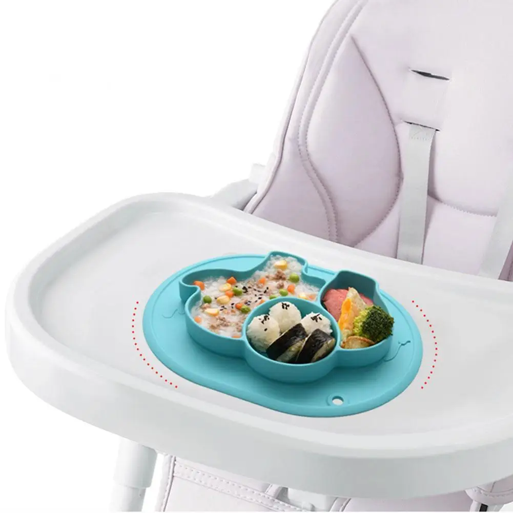 

Силиконовая Нескользящая тарелка для кормления ребенка, тарелка на присоске с изображением слона из мультфильма, коврик для обеденного блю...