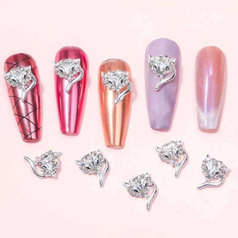 

10 Pcs/Set Nail Art Decorations Silver Fox Super Flashing Nail Rhinestones Luxury Jewelry Exquisite DIY Accessorie 3d Charms
